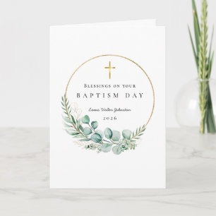 Blessings for Baptism Botanical Greeting Card