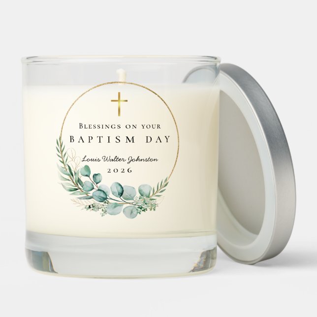Blessings for Baptism Botanical  Scented Candle (Lid)
