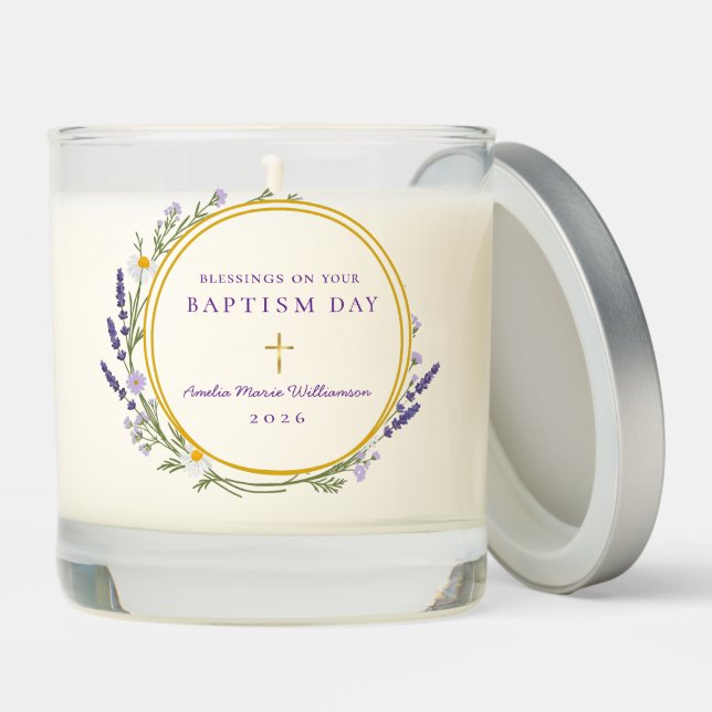 Blessings for Baptism Lavender Scented Candle (Lid)