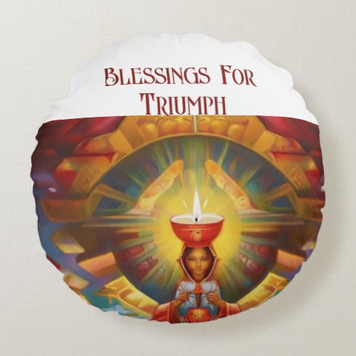  Blessings for Success Round Pillow