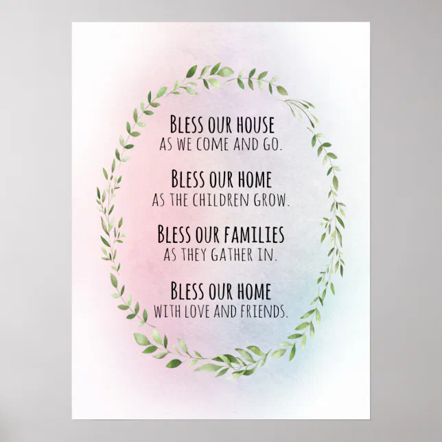 Blessings for your home and family poster | Zazzle