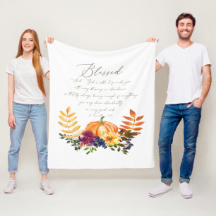 Blessings in abundance fall pumpkins and mums fleece blanket