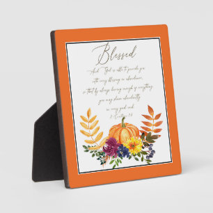Blessings in abundance fall pumpkins and mums pla plaque