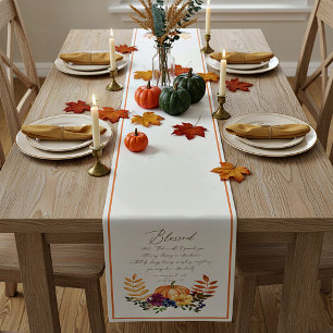 Blessings in abundance fall pumpkins and mums sho short table runner