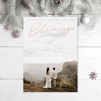 Blessings Lettering Foil Holiday Card