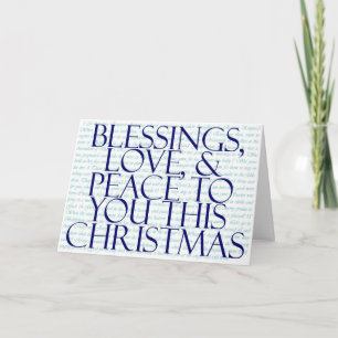 Blessings, Love & Peace Red Holiday Card