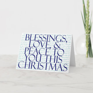 Blessings, Love & Peace Red Holiday Card