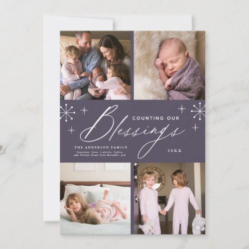 Blessings New Baby 4 Photo Christmas Holiday Card