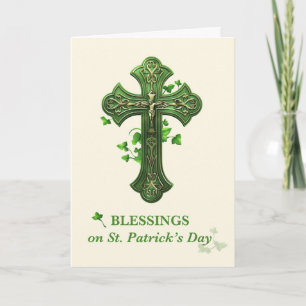 Blessings On St. Patrick's Day Catholic Crucifix Card