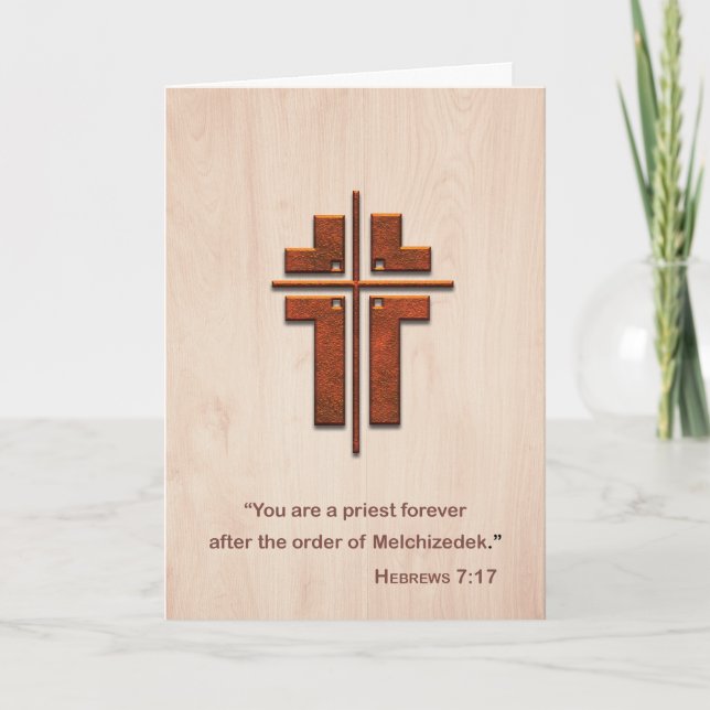 Blessings Priest Cross on Wood Card (Front)