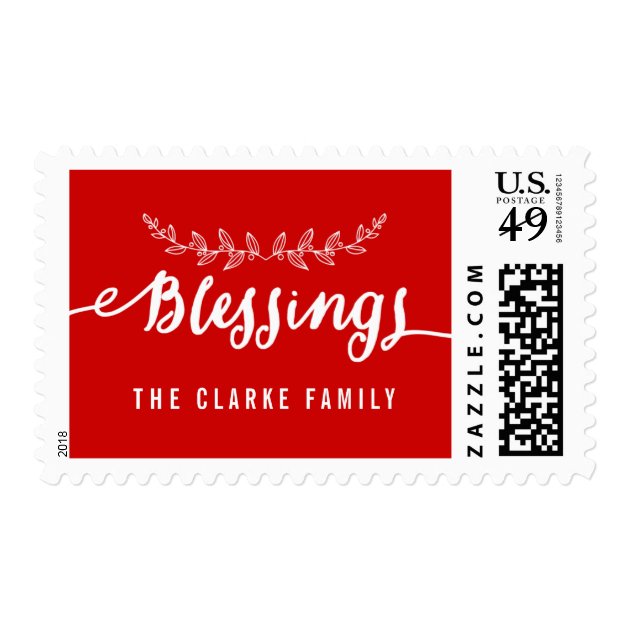Blessings Red White | Holiday Postage