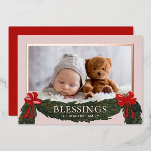 Blessings Religious Christmas Photo Foil Holiday Card