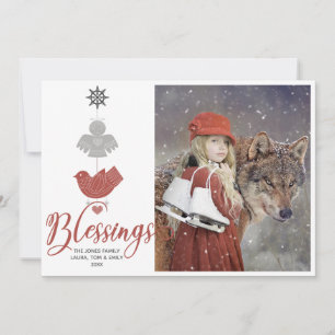 Blessings Scandinavian Christmas Photo Holiday Card