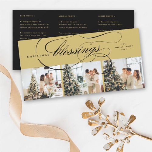 Blessings Script Religious Christmas Elegant Photo Holiday Card