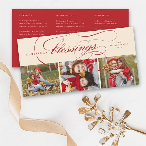 Blessings Script Religious Christmas Elegant Photo Holiday Card