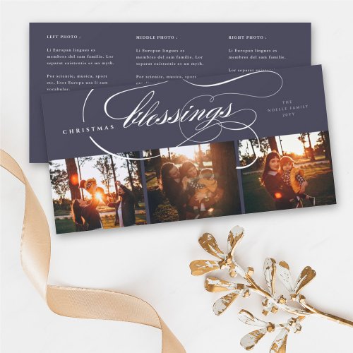 Blessings Script Religious Christmas Elegant Photo Holiday Card