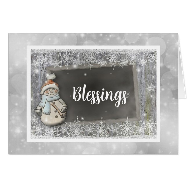 Blessings Snowman Card (Front Horizontal)