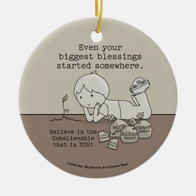 Blessings Started Somewhere Ceramic Ornament (Front)