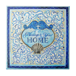 "Blessings to your Home": 4.25"x4.25"-Ceramic Tile