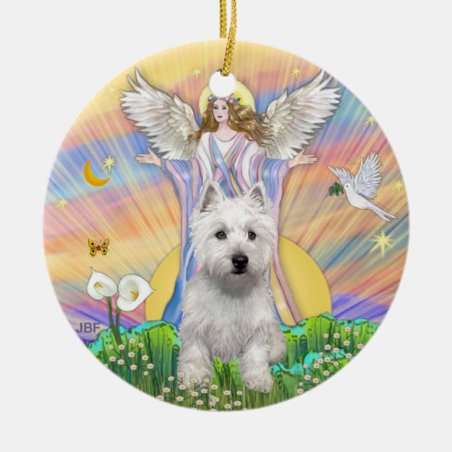 Blessings - Westie (P) Ceramic Ornament (Front)