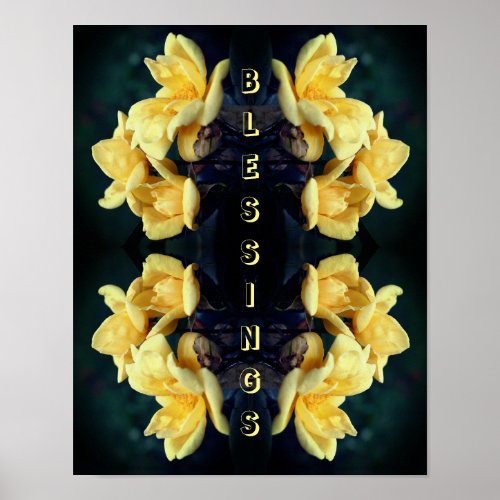 Blessings Yellow Roses Abstract Inspiring Words Poster