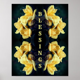 Blessings Yellow Roses Abstract Inspiring Words Poster