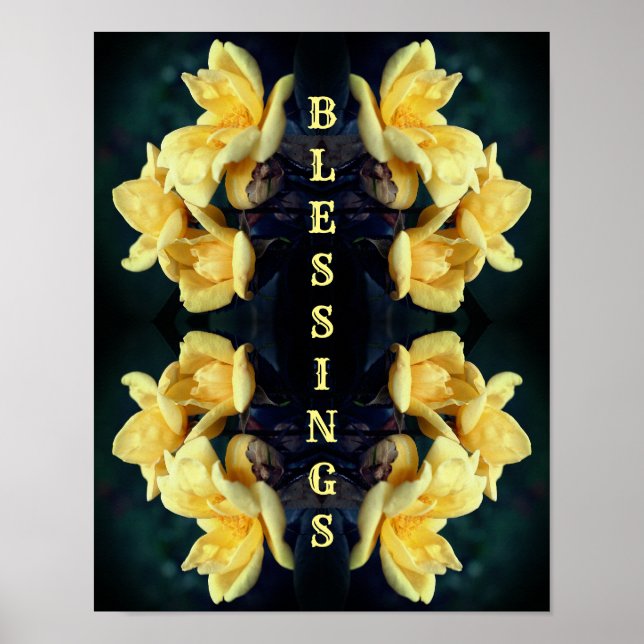 Blessings Yellow Roses Abstract Inspiring Words Poster (Front)