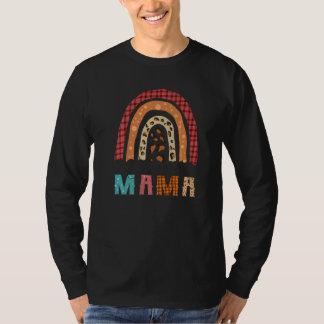 BLESSSED MAMA Leopard Rainbow Fall Plaid Cute Autu T-Shirt