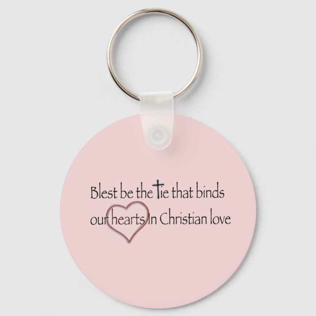 Blest Be the Tie that Binds Pink Custom Name  Keychain (Front)