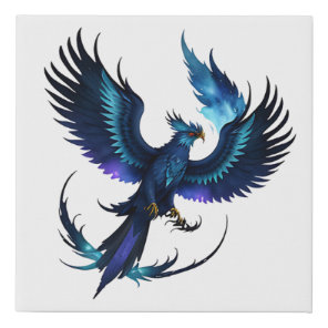 bleu phoenix faux canvas print