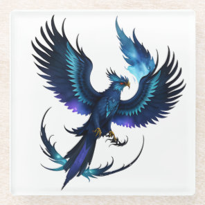 bleu phoenix glass coaster