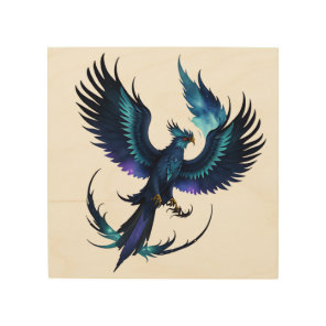 bleu phoenix wood wall art
