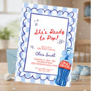 Bleu She's Ready to Pop Soda Baby Shower Invitation