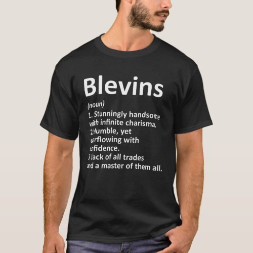 BLEVINS Definition Funny Surname Family Birthday R T_Shirt