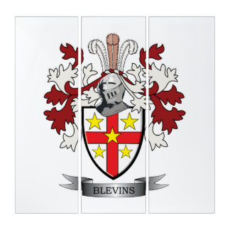 Blevins Family Crest Coat of Arms Triptych