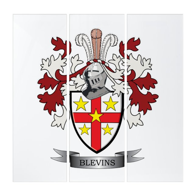 Blevins Family Crest Coat of Arms Triptych (Front)