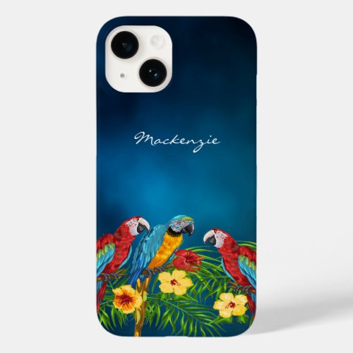 Blie parrots palm foliage name Case_Mate iPhone 14 case