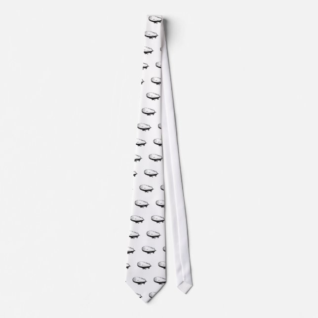 Blimp, Zeppelin, Dirigible, Vintage Drawing Neck Tie (Front)