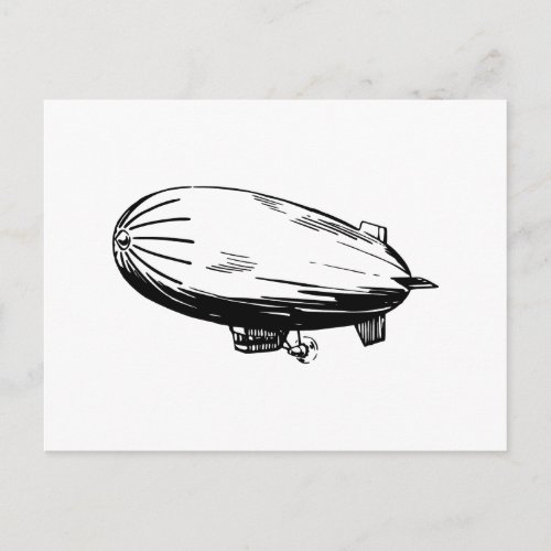 Blimp Zeppelin Dirigible Vintage Drawing Postcard