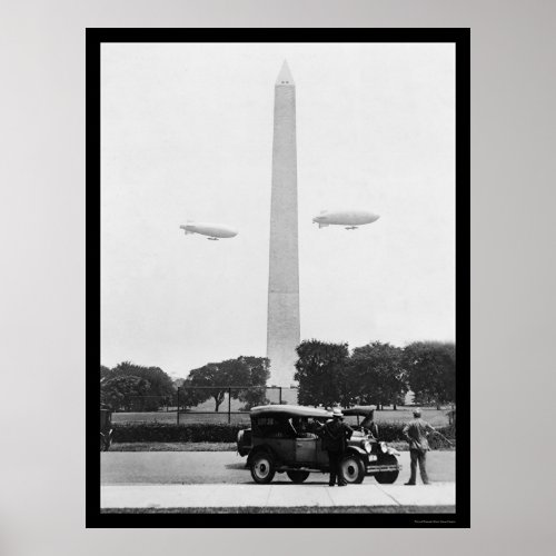 Blimps Near the Washington Monument 1924 Poster