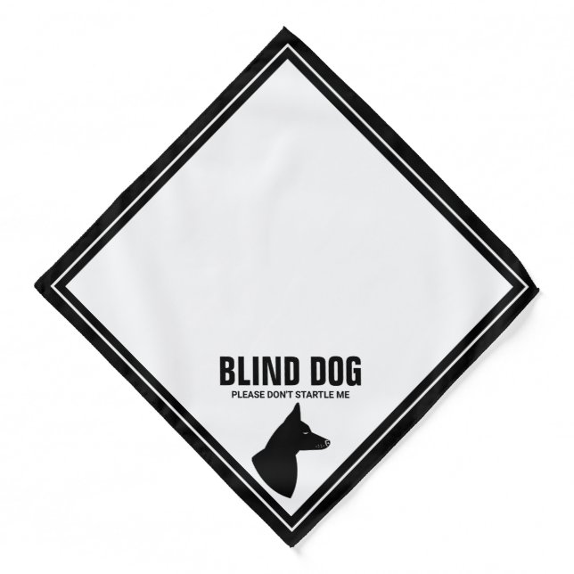 Blind Black Dog With Pricked Ears Silhouette Bandana (Front)