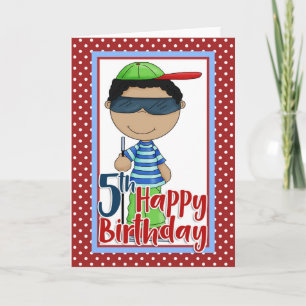 Blind Boy - Happy 5th Birthday Card