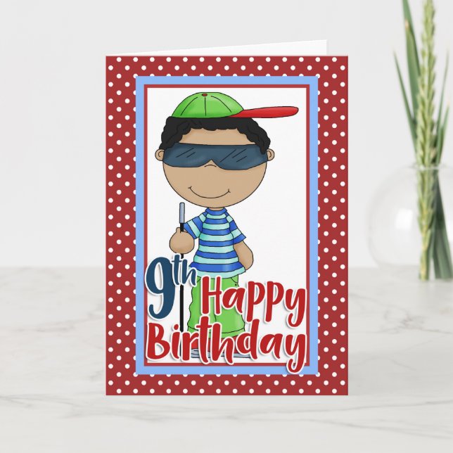Blind Boy - Happy 9th Birthday Card (Front)