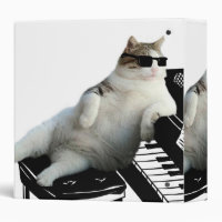 dj cat - space cat - cat pizza - cute cats 3 ring binder, Zazzle