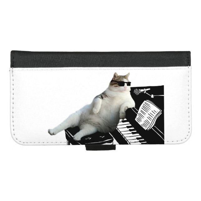 Blind cat pianist iPhone wallet case (Front (Horizontal))