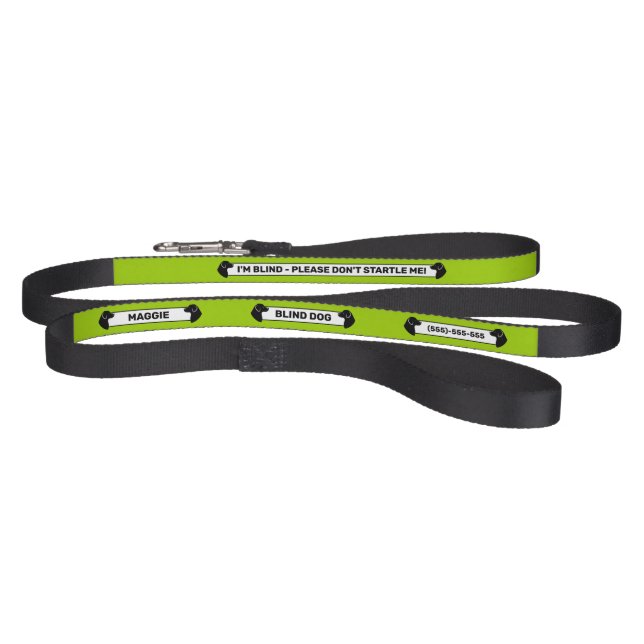 Blind Dog - Black Dog Silhouettes - Green Pet Leash (Full)
