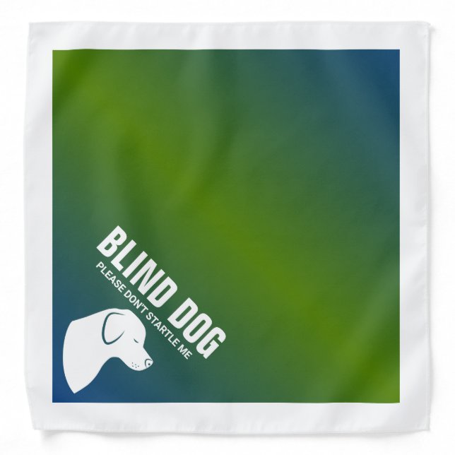 Blind Dog Silhouette On Green To Blue Gradient Bandana (Front)