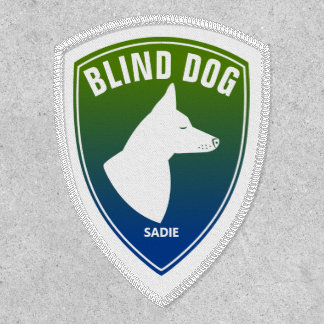 Blind Dog W/ Pricked Ears On Green Blue Gradient Patch