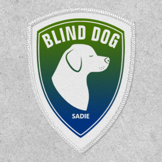 Blind Dog &amp; White Dog On Green And Blue Gradient Patch