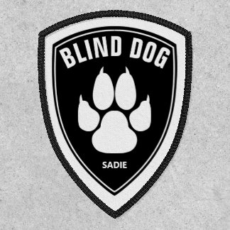 Blind Dog & White Dog Paw On Black & Name Patch